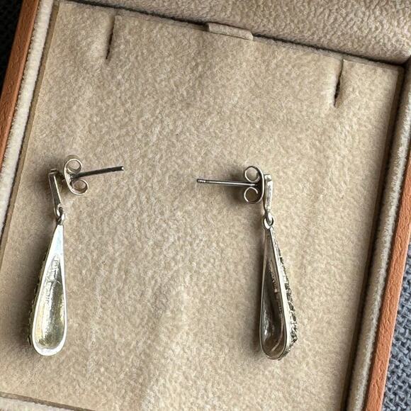 Vintage Sterling Silver Sparkly Teardrop Drop Earrings - Picture 3 of 5